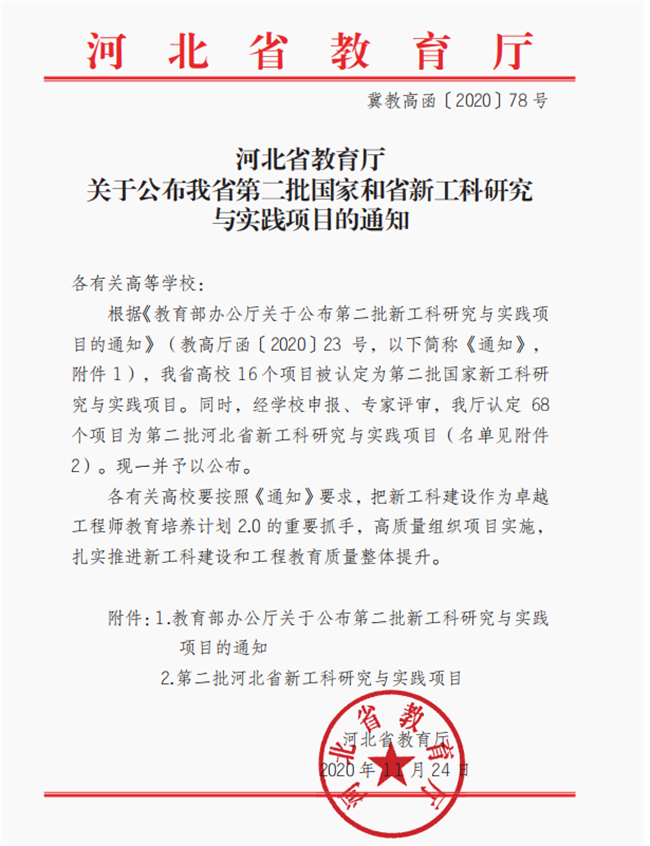 beat365官网《新工科背景下民办院校土木工程专业人才培养模式探索》 课题入选河北省第二批新工科研究与实践项目