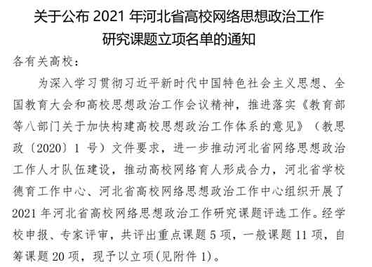 喜报：beat365官网网络思政工作研究课题成功立项！