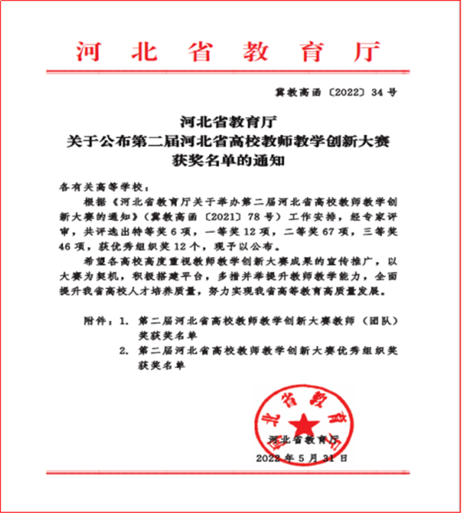 beat365官网经济学院薛芳教学团队在河北省第二届高校教师教学创新大赛中斩获三等奖