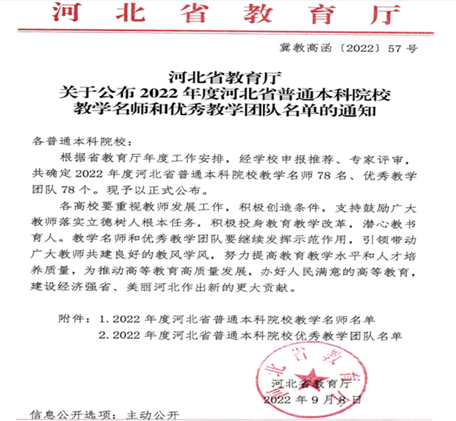 beat365官网教师闫贤贤及会计学教学团队分获 河北省“教学名师”、“优秀教学团队”荣誉称号