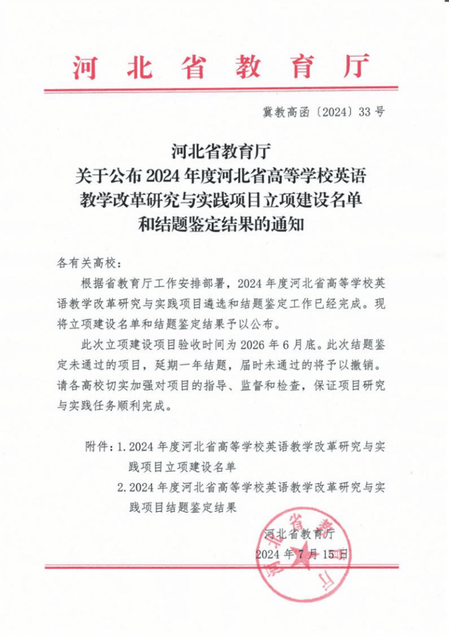 beat365官网英语教改项目获河北省高等学校英语教学改革研究与实践项目立项