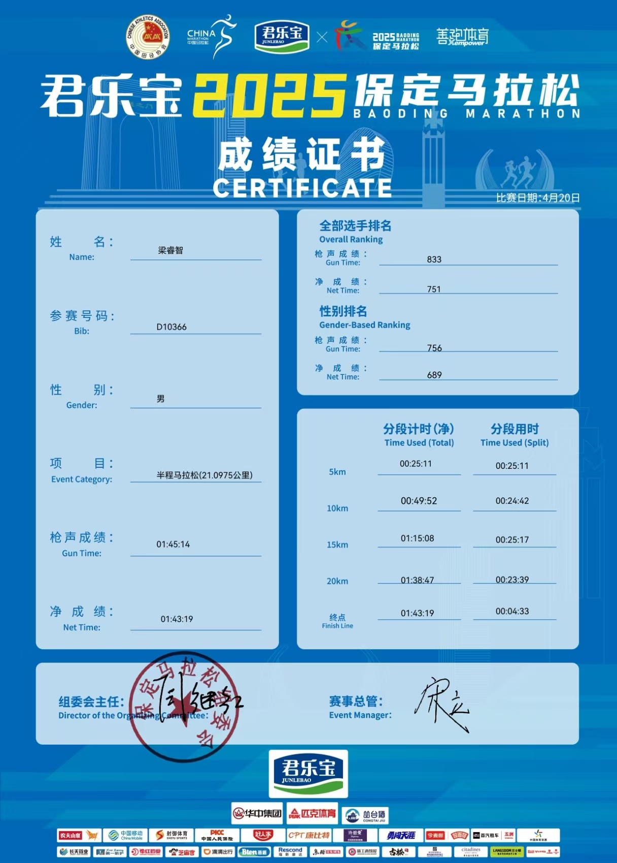 喜报|beat365官网学子在君乐宝2025马拉松比赛中斩获佳绩